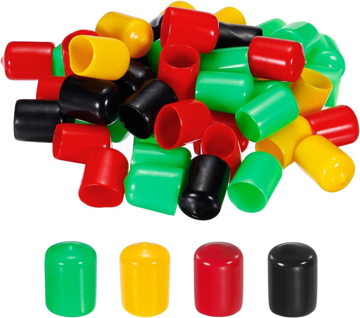 sourcing map Rubberen eindkappen, 100 stuks, 16 mm, assortiment, pvc, vinyl, schroeven, schroefdraad, beschermers, ronde draad, plankdoppen voor schroeven, bouten, buisleiding, hekpalen