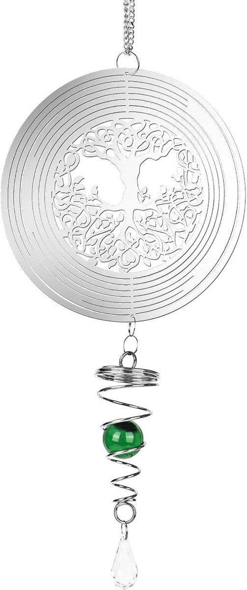3D Hangende windspinner, vogelverschrikker, 20 cm, vogelafweer, roestvrij staal, windspel, regenboog, licht, draaiend, kinetische windmobiel, metaalkunst, kinetisch decor, voor ramen en tuin (15 cm)