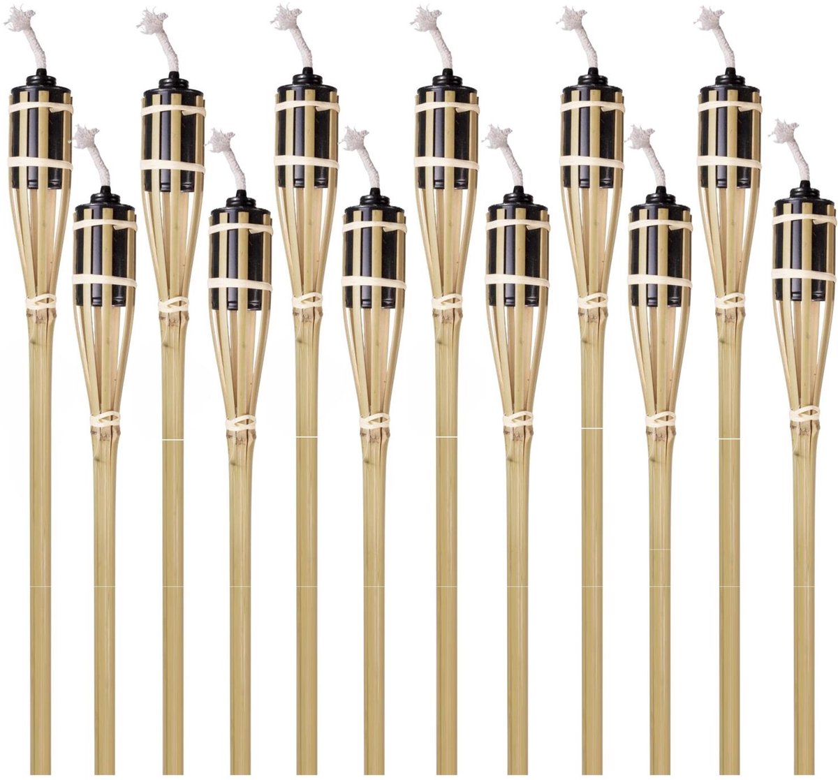Benson Tuinfakkels - 12x - lampenolie - bamboe hout - navulbaar - 120 cm - bruin