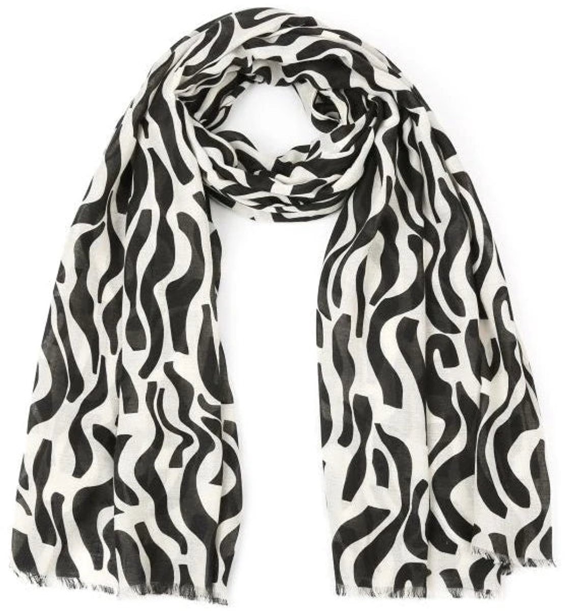Sunset Fashion Sjaal zwart wit 180x90cm