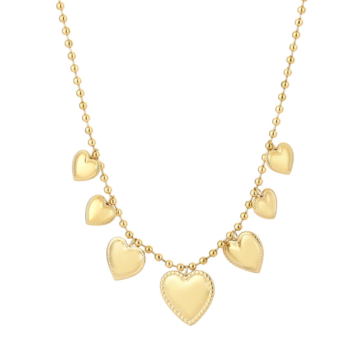 Hartjes Bedels Satelliet Schakelketting – Hartjes Ketting Bedels- Charms – RVS - Goud