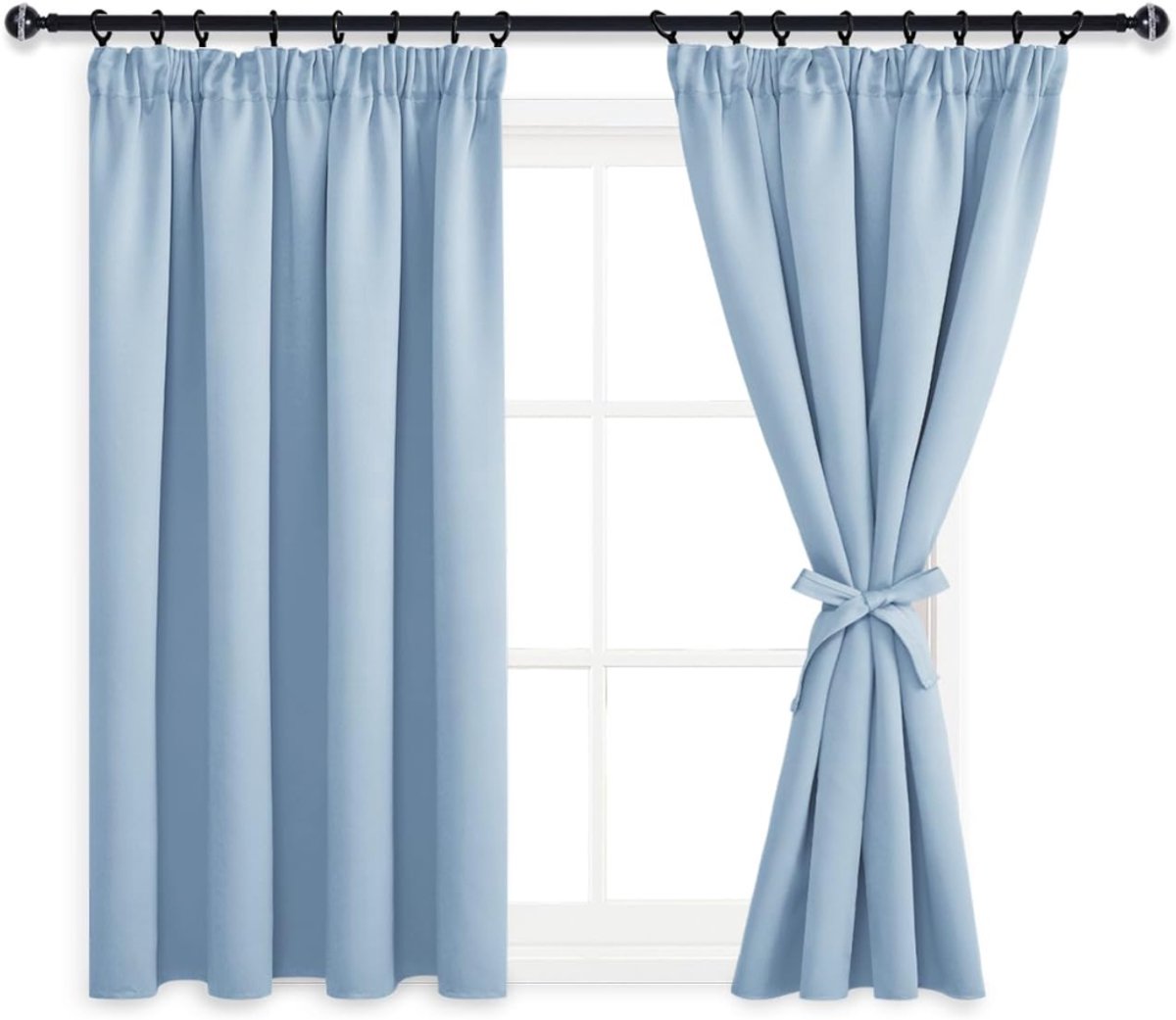 ZRNS® Gordijnen Kant en Klaar met Haakjes - Verduisteringsgordijn - Verduisterend - Zonwerend - Blauw - Set van 2