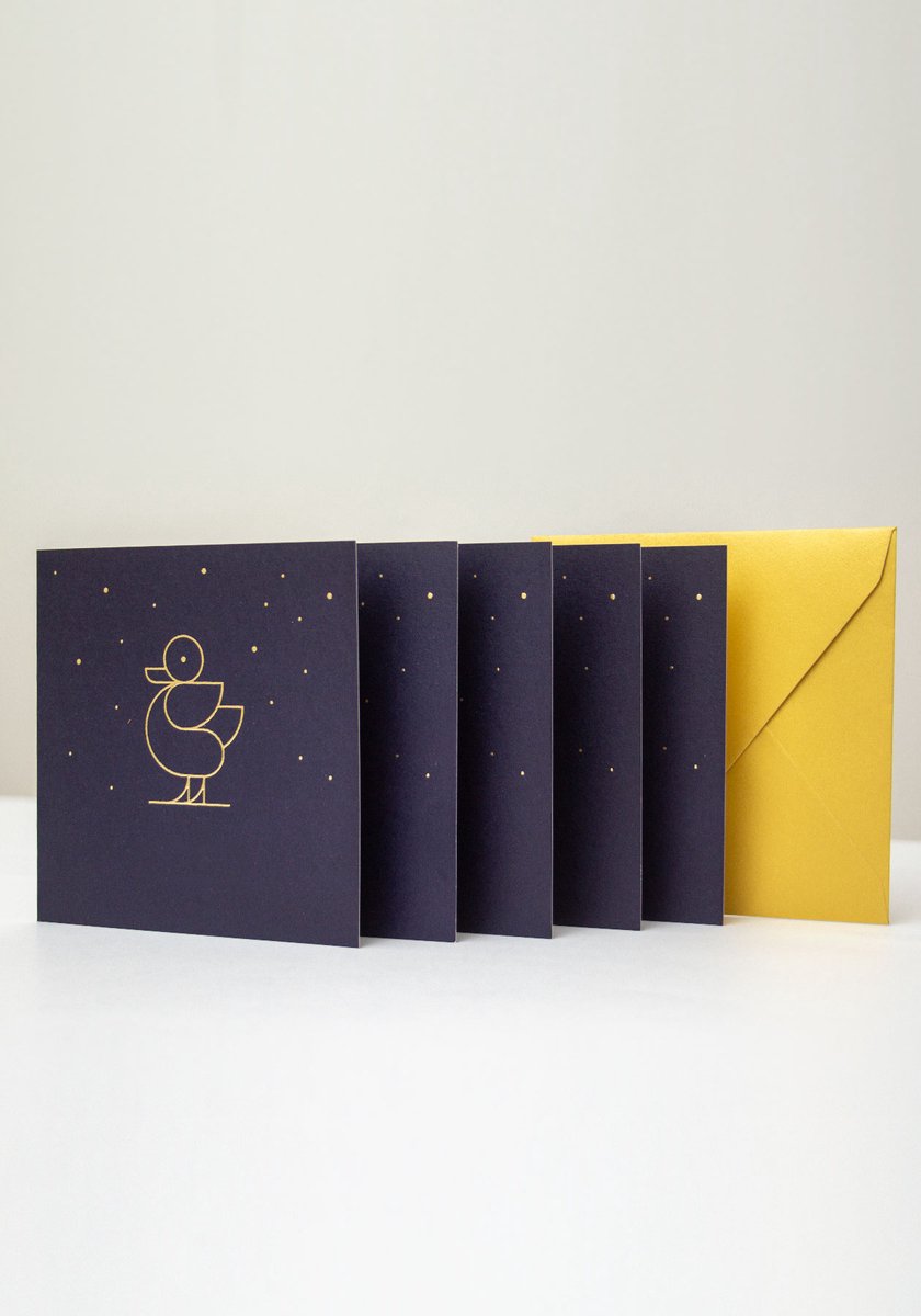 Eendje Set van 5 Kerstkaarten met goudfolie | Wenskaarten | Kerst