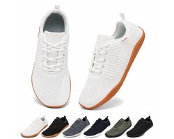 Barefoot Schoenen - Fitnessschoenen - Gymschoenen Sportschoenen - Ademend Knit Textiel - Platte Zool - Wit - Maat 37