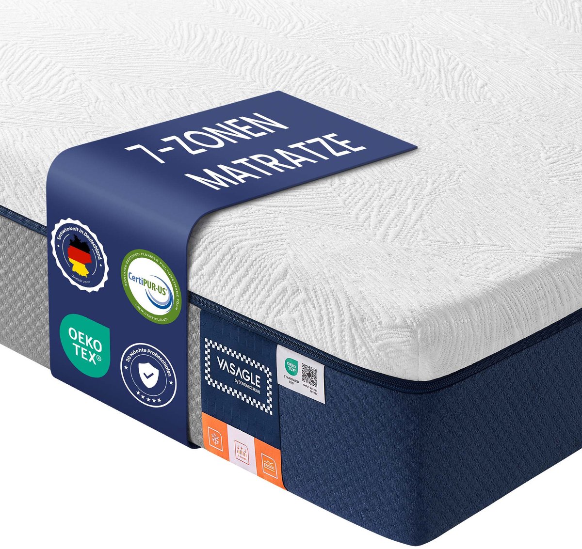 Matras – 140 x 200 cm – tweepersoonsmatras van gel-traagschuim – middelhard – Blauw