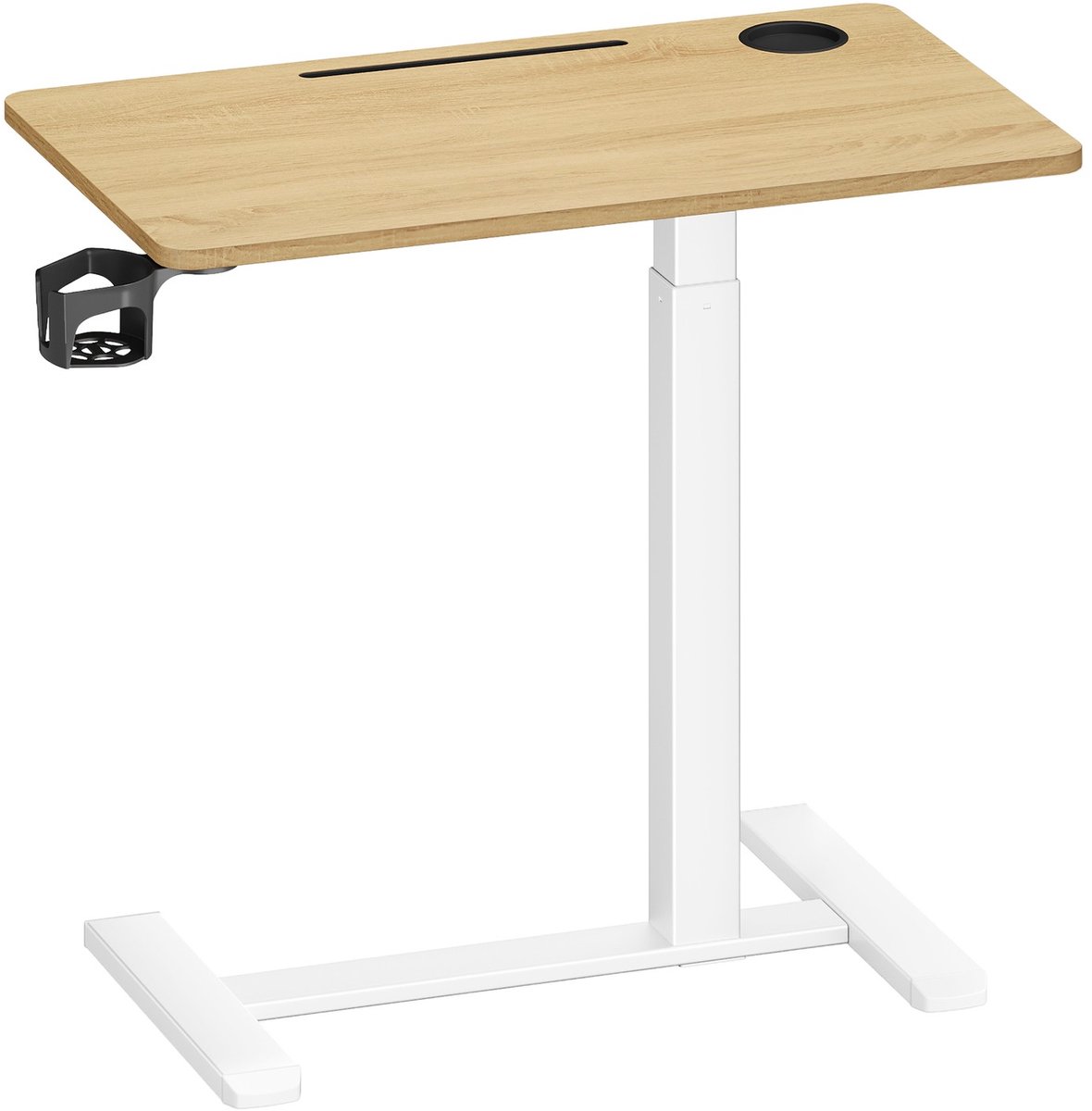 Staande tafel – bijzettafel op wielen – tafelblad van 80 x 45 cm – Goudkleurig Eiken