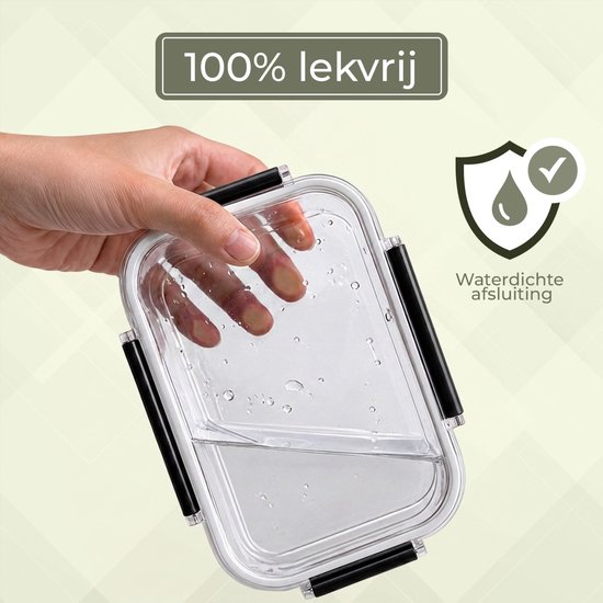 Heinouk® Glazen Vershoudbakjes Set 10 Stuks - Vershoudbakjes Glas met Deksel - 5x 370 ml & 5x 1040 ml - Lekvrij & BPA-vrij - Meal Prep Bakjes - Bewaarbakjes - Oven, Magnetron, Vriezer & Vaatwasser Bestendig — afbeelding 2