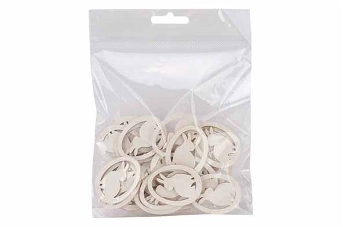 Strooideco Set24 Rabbits Wit 4cm Hout