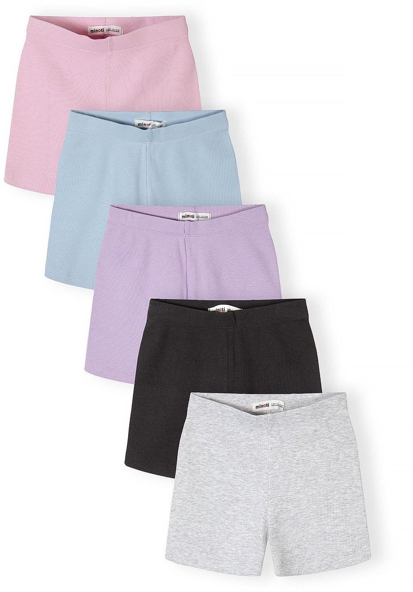 Minoti legging meisjes 5-pack fietsbroekjes kort - katoen - lichtblauw