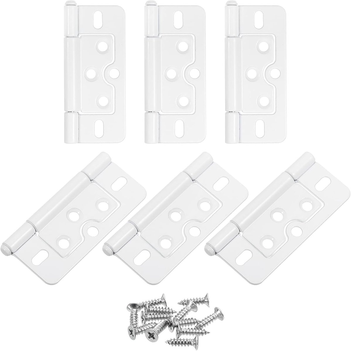 Scharnieren, niet-mortelvormig, inklapbaar, geluidsdempend, coating voor meubels, kasten, ramen, garderobe met schroeven, wit