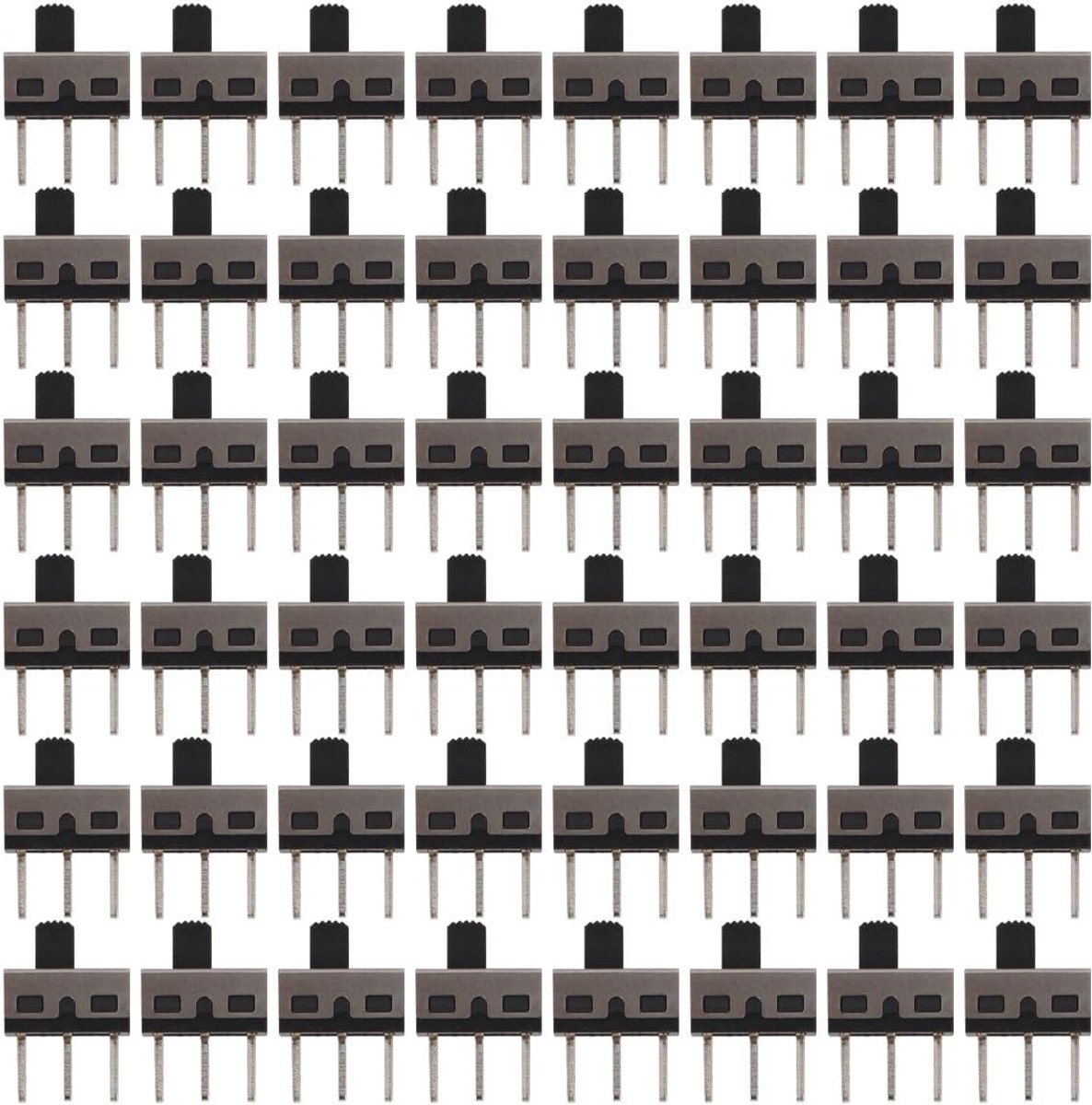 50 stuks mini-schuifschakelaar, printplaat, DIY 3-polig, 2 posities, verticale SS12D10G5-soldeerschakelaar, 125 V AC, 2 A, 5 mm