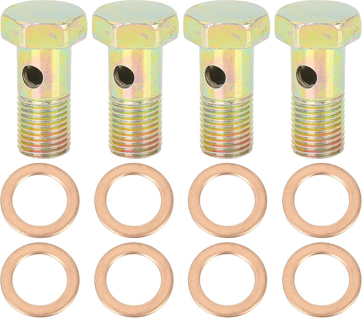 AUTOHAUX 4 sets metrische schroefdraad holle schroeven remschroefadapter M12 x 1,25 mm