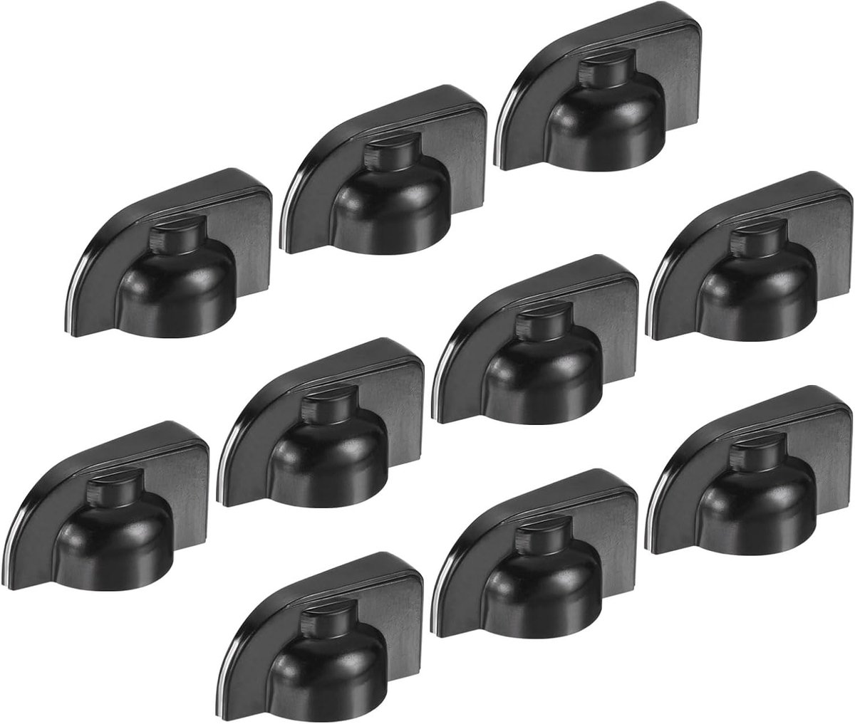 Knoppen voor potentiometer van bakeliet 19,5 x 16 mm, dop voor volumeregelaar, gat 6 mm met 10 stuks bevestigingsschroeven, zwart, set van 10 stuks greep