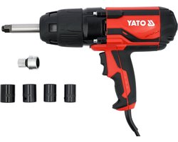 YATO Elektrische Slagmoersleutel YT-82022 – 1020W – Max. 1200 Nm Losdraaimoment / 800 Nm Aanhaalmoment – Met Verlengde 1/2" Opname, 4m Snoer & 4 Doppen