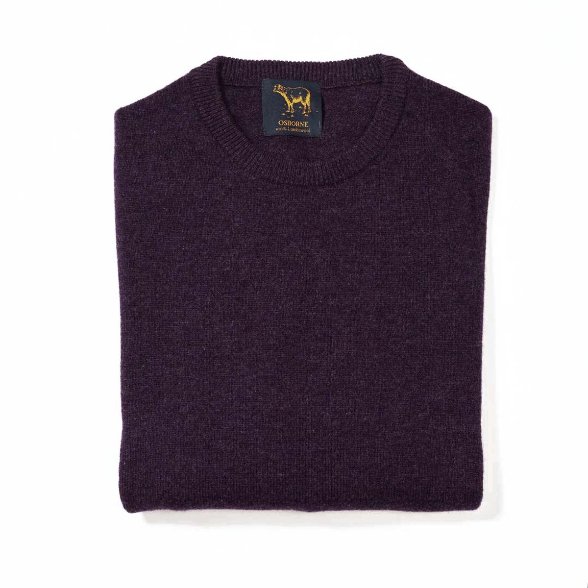Osborne Knitwear Trui met ronde hals - Sweater heren in Lamswol - Pullover Heren - Elderberry - L