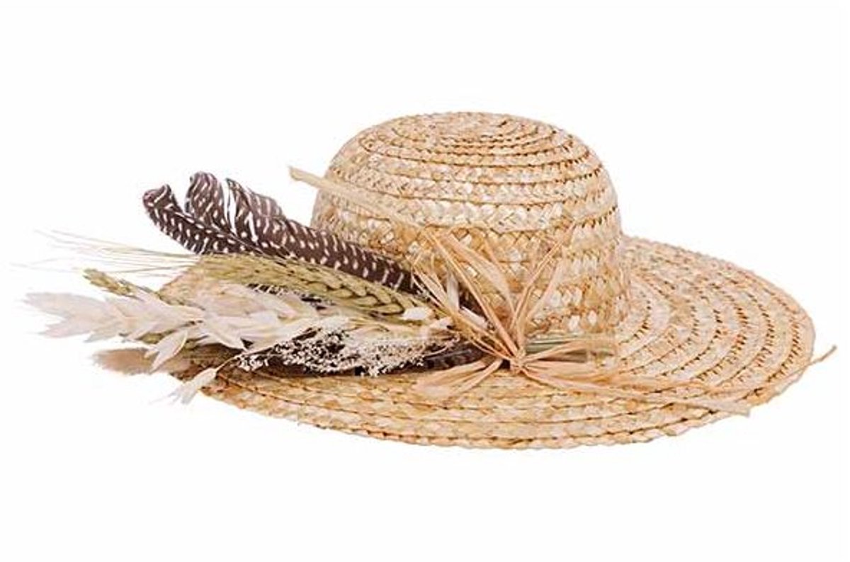Hoed Straw Natuur 31x31xh9cm