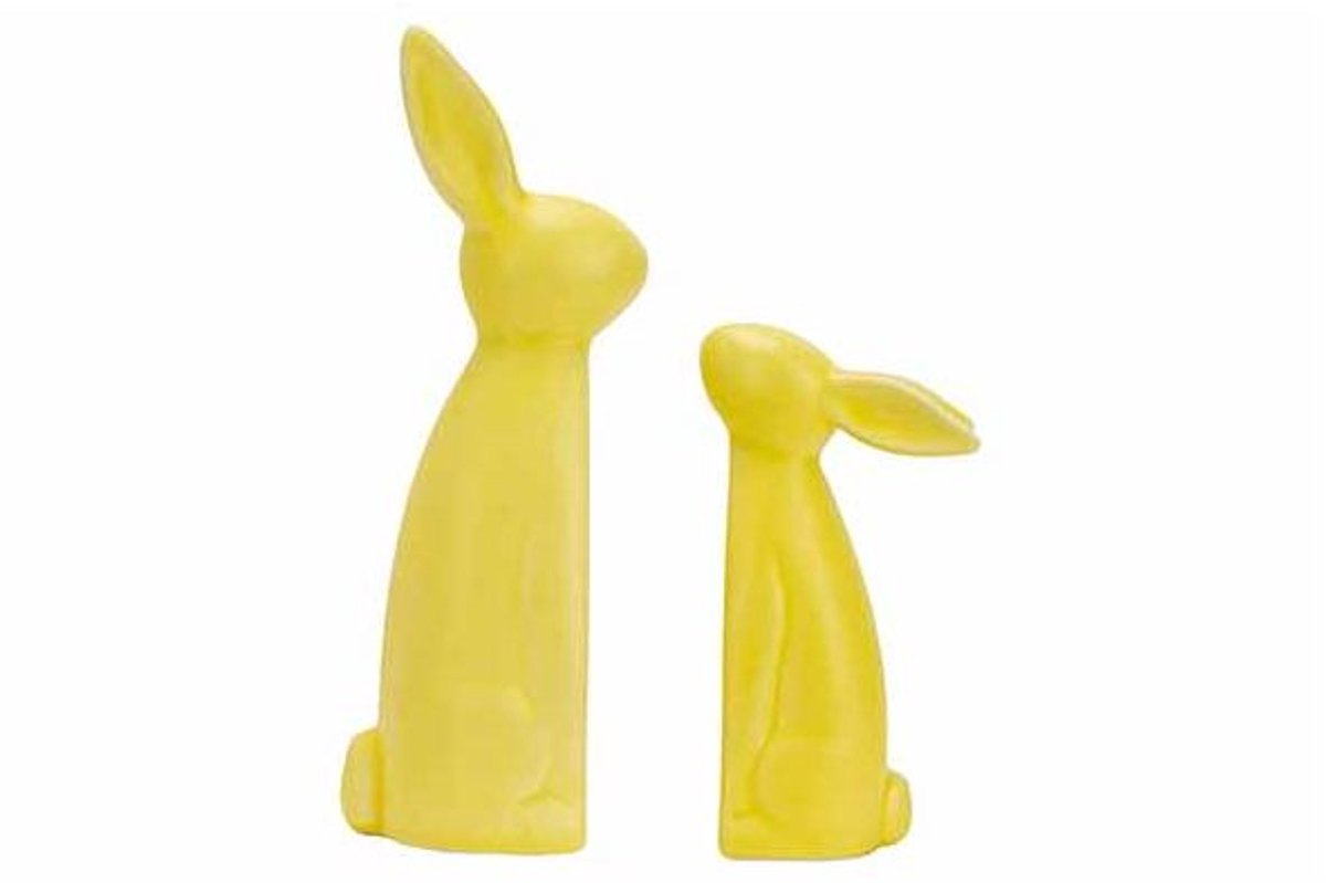 Konijn Set2 Bookend Funky Geel 9,5x4,3xh 14,5cm Langwerpig Porselein