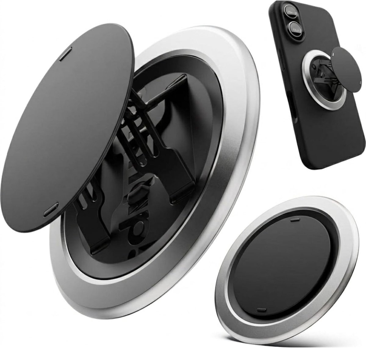 Phone Grip - Gen 5 | Dunste phone grip | Kickstand compatibel met iPhone & Android | Magnetische aluminium ring | voor MagSafe | Ultradunne 3 mm Mag-standaard