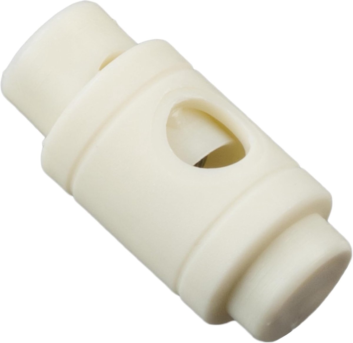 - Lot van 12 cilindrische veerlusblokkers met 1 gat - stop knoop stop cordon - opening 5 mm - van kunststof - kleur ecru