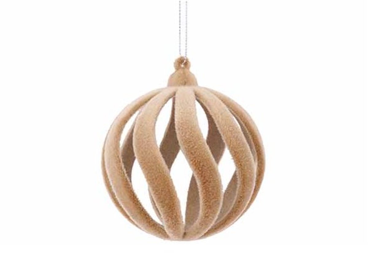 Hanger Ball Spiral Flocked Beige 7x7xh7c M Kunststof