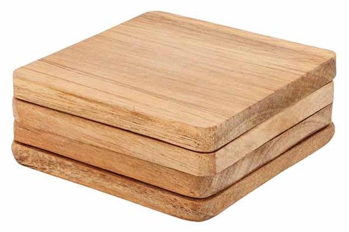 Glasonderzetter Acacia Set4 10x10cm