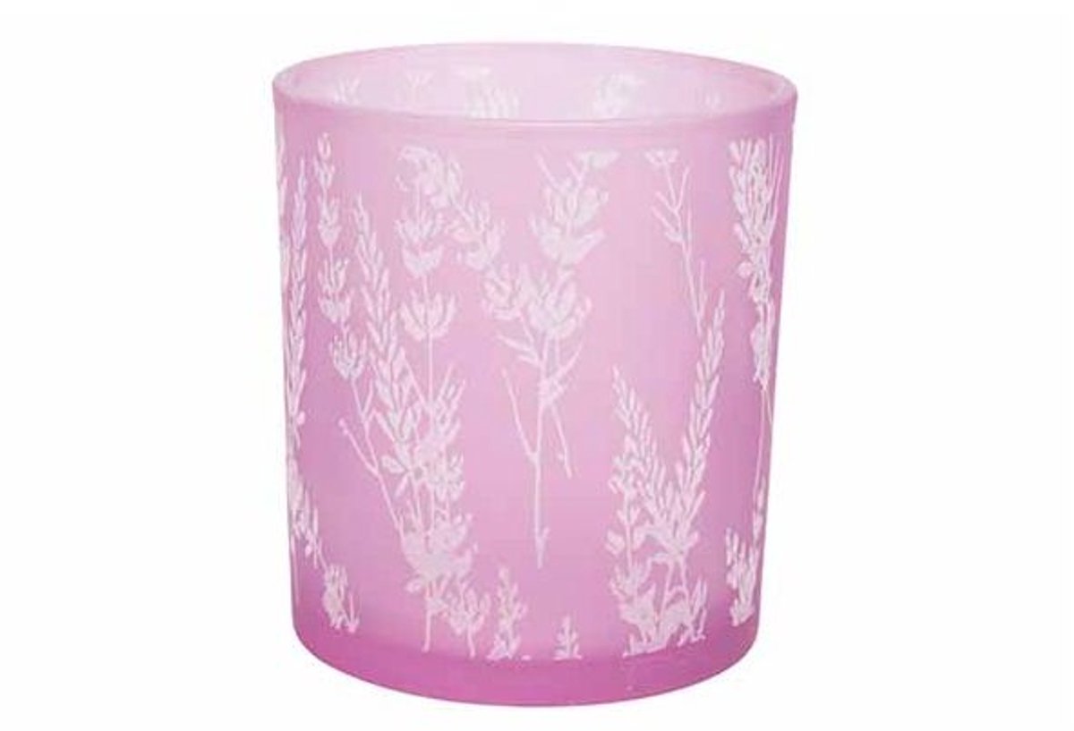 Theelichthouder Lavender Lila 7x7xh8cm G Las
