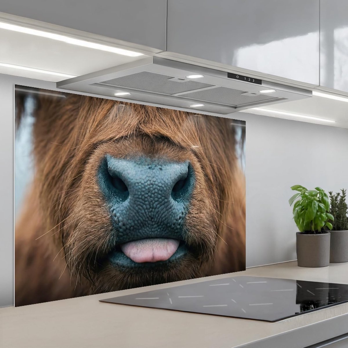 keukenachterwand 60x90 cm zelfklevend keuken decoratie accessories home kitchen spatscherm Schotse hooglander - Neus - Bruin