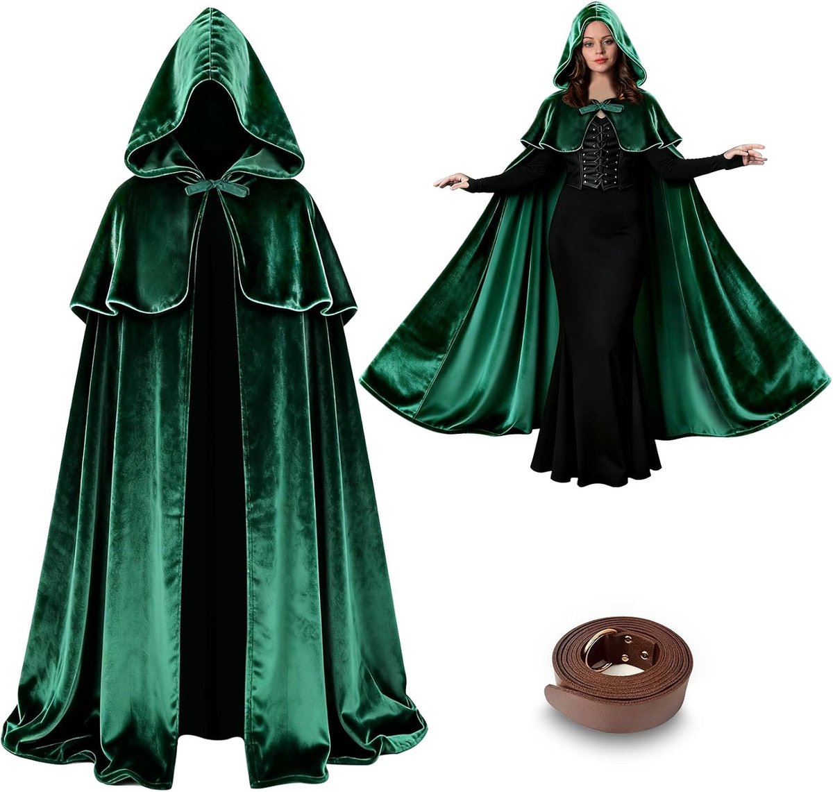 cape met capuchon, middeleeuwse mantel Hobbit, Halloweenkostuum