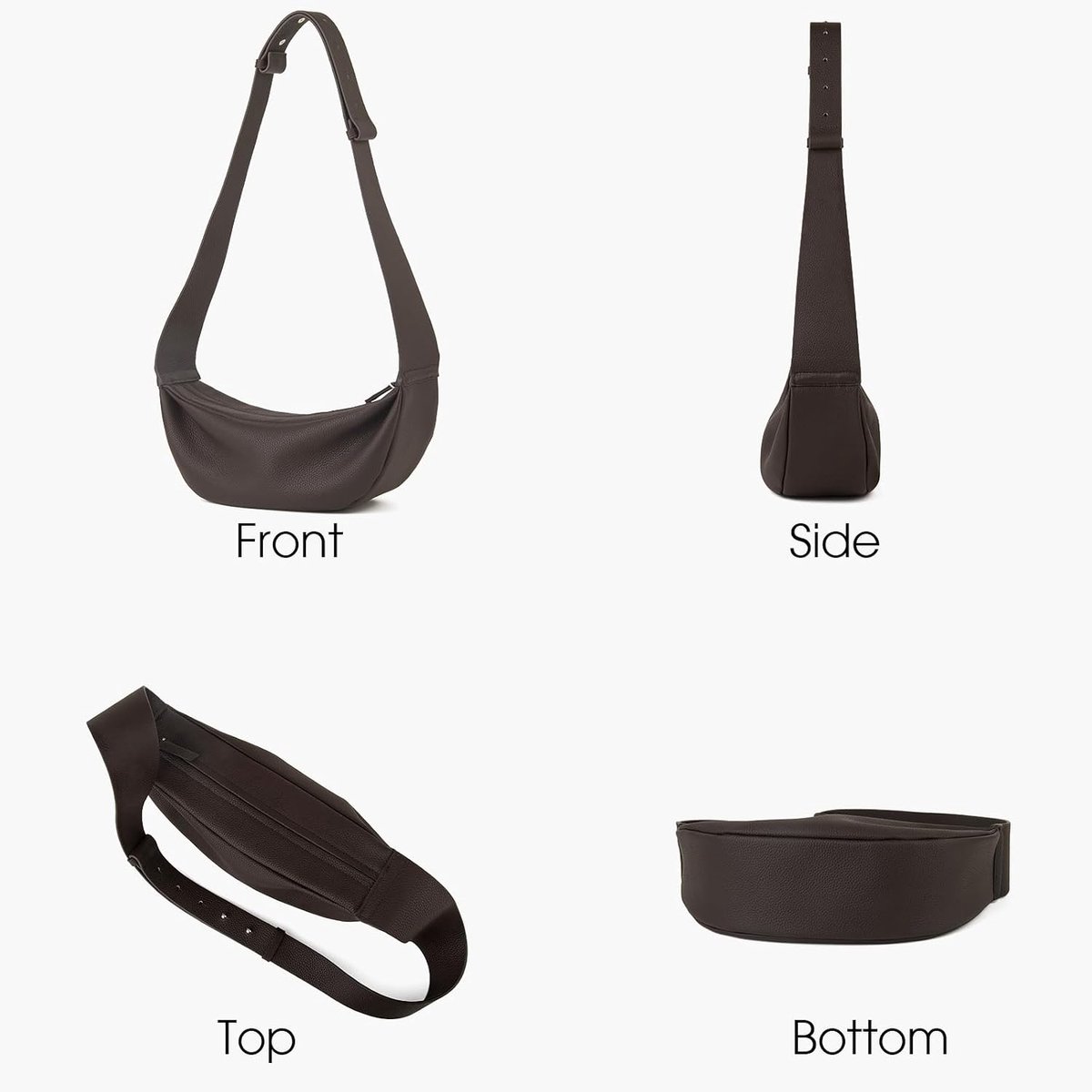 Halve maan tas voor dames: echt lederen halve maan tas verstelbare riem dames Cross-Body tassen