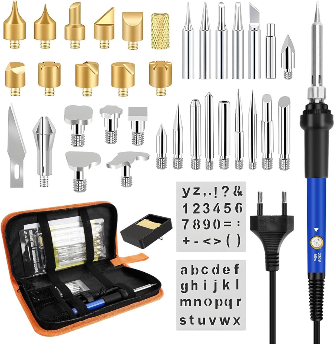 ZRNS® Houtbrander Set - Pyrografie Machine - Soldeerbout - Hobby & Professionals - 60 W - 200-450 °C - Met Draagtas