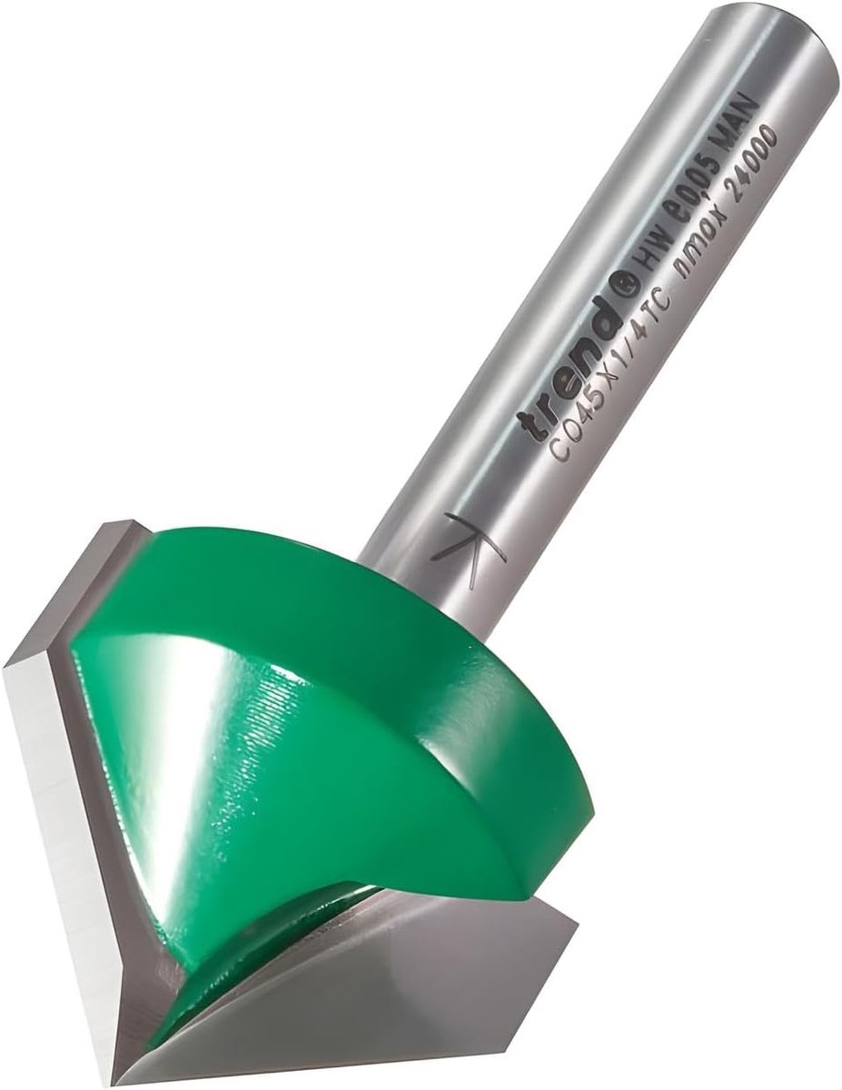 SnelShoppen - Chamfer Cutter 1/4 Inch Schacht, 25.4mm Snijdiameter, 45 Graden V-Groef, Perfect voor Meubels en Gevels