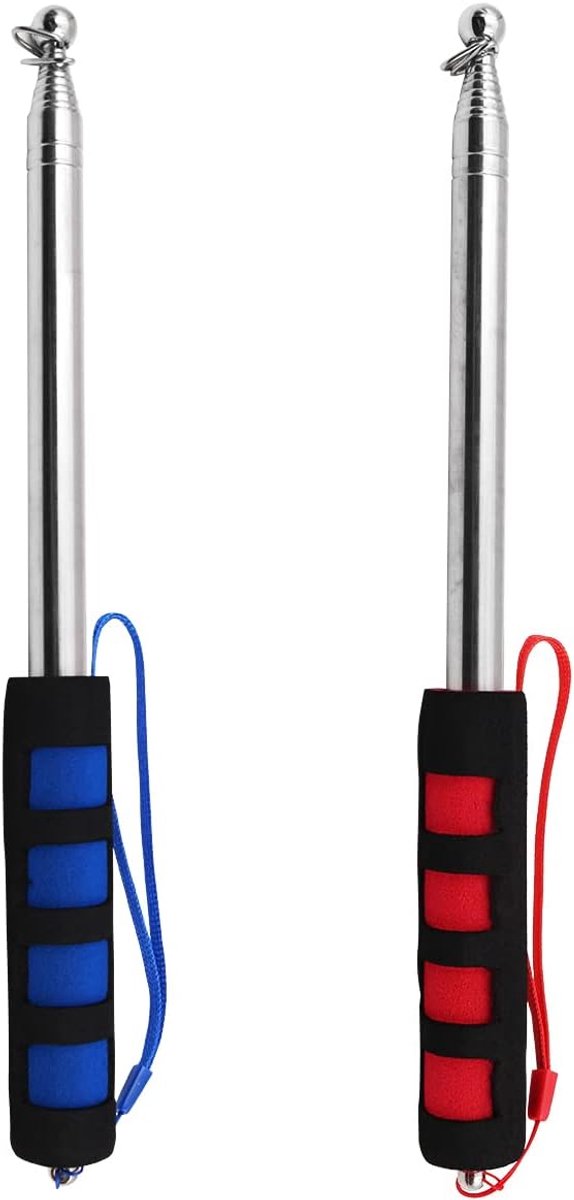 2 stuks telescopische vlagstokken handheld draagbare vlagpaal en 10 stuks vlag paal clip haken voor leraar klas gids banner vlag (2m)