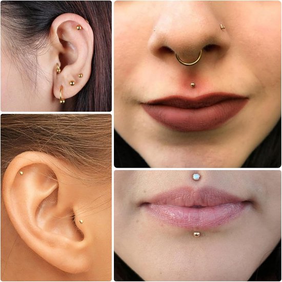 Studs 6mm 8mm 10mm 12mm Rvs Platte Terug Helix Tragus Kraakbeen Oorbel Studs Piercing Zilver Zwart Goud — afbeelding 3