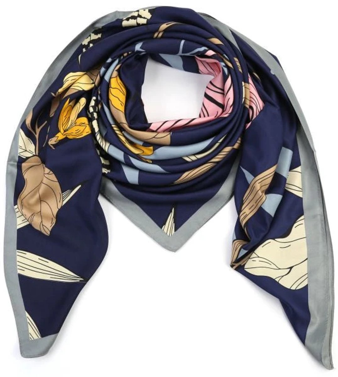 Sunset Fashion Omslagdoek Bloem donkerblauw 130x130cm