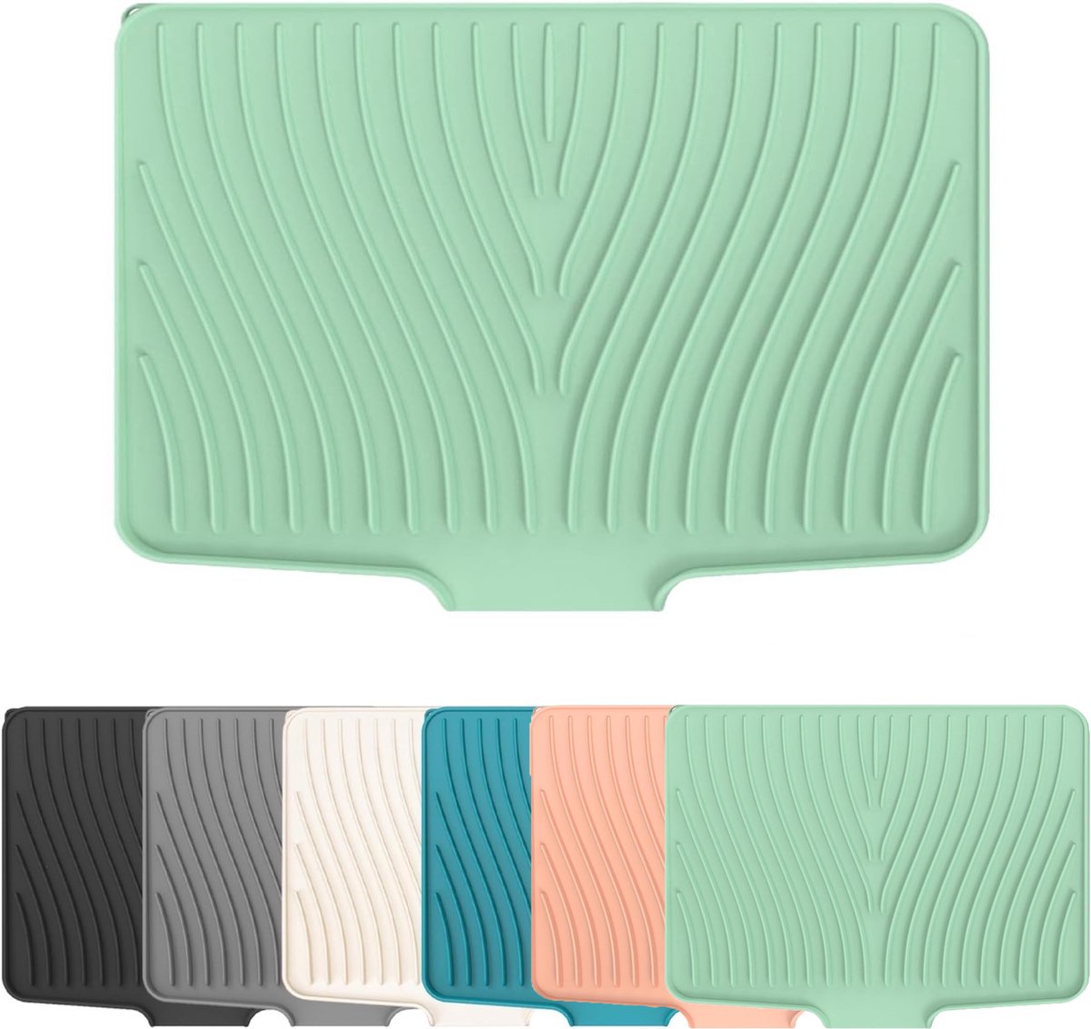 KZQ Silicone Afdruipmat - 40x33cm - Met Afvoerrand - Antislip En Hittebestendig - Vouwbaar - Voor Keukenblad En Gootsteen - Groen
