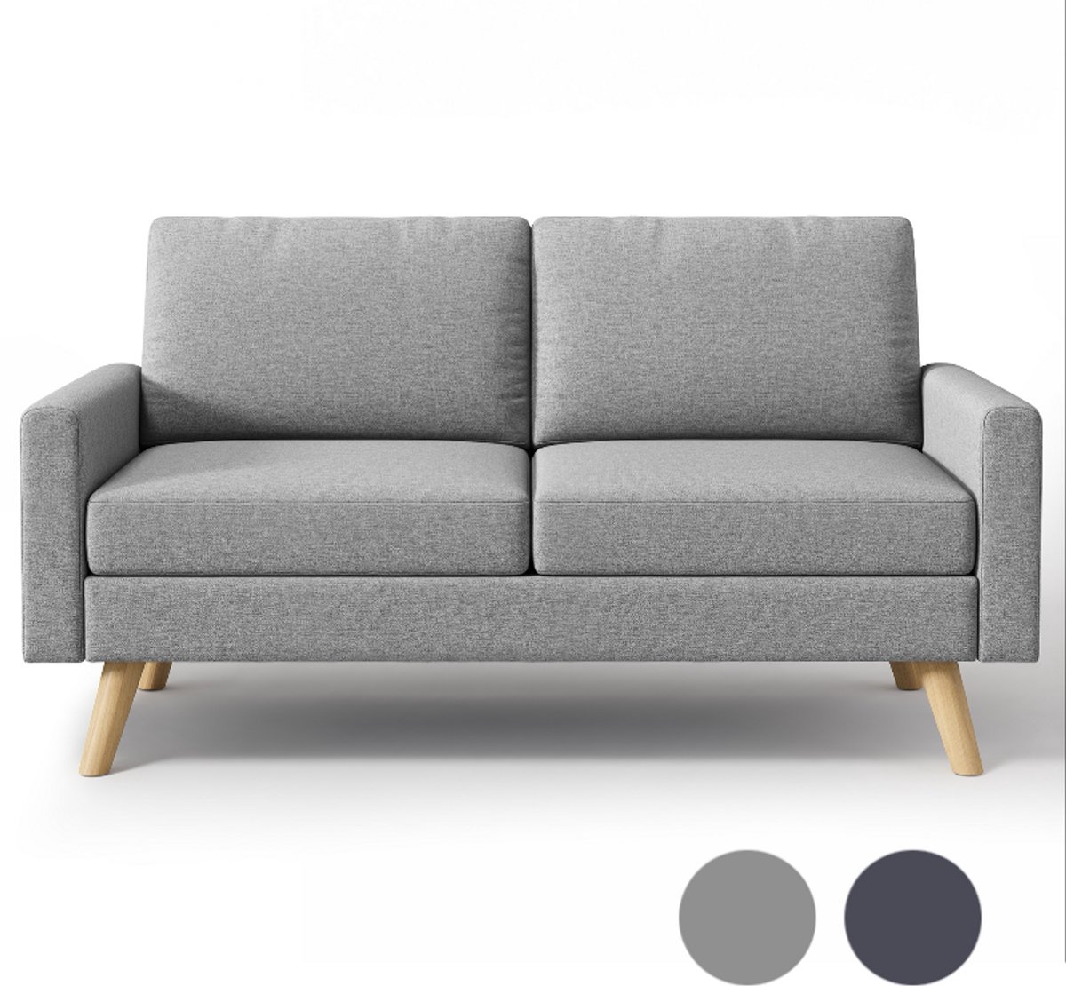 Bealife AR73 2-zits bank – Compacte stoffen bank met hoogwaardige veren & schuimvulling – Lichtgrijs Lichtgrijs-AR73