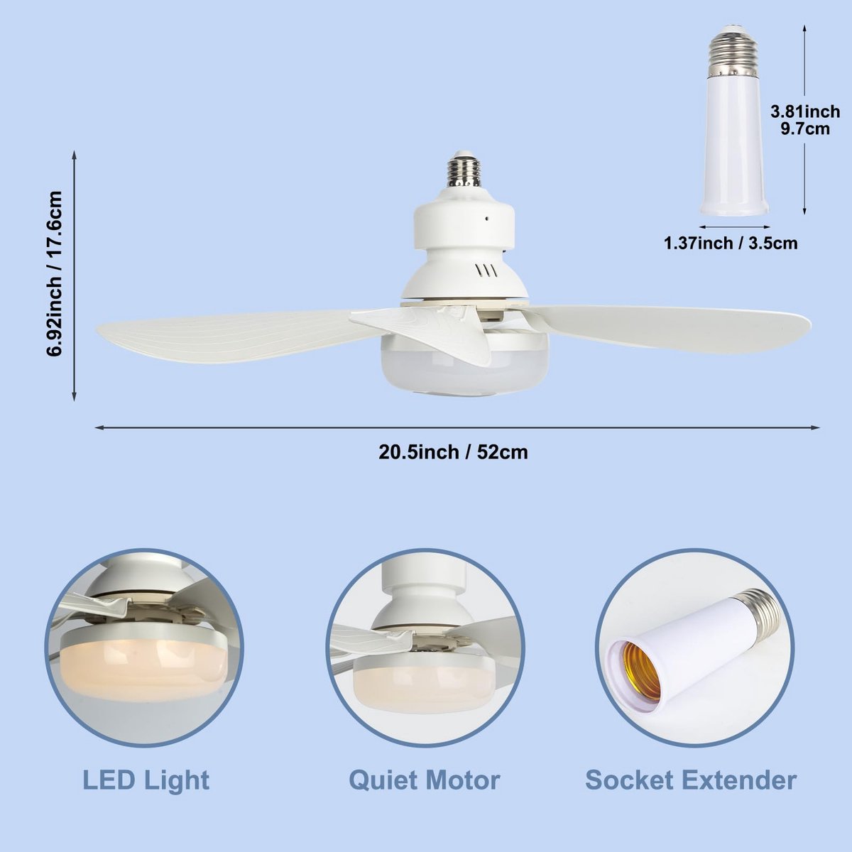 casalora Plafondventilator met verlichting - LED 40W - Ø 50cm - Afstandsbediening smart lamp - Plafondlampen - Plafond lamp - Ventilator thumbnail 5