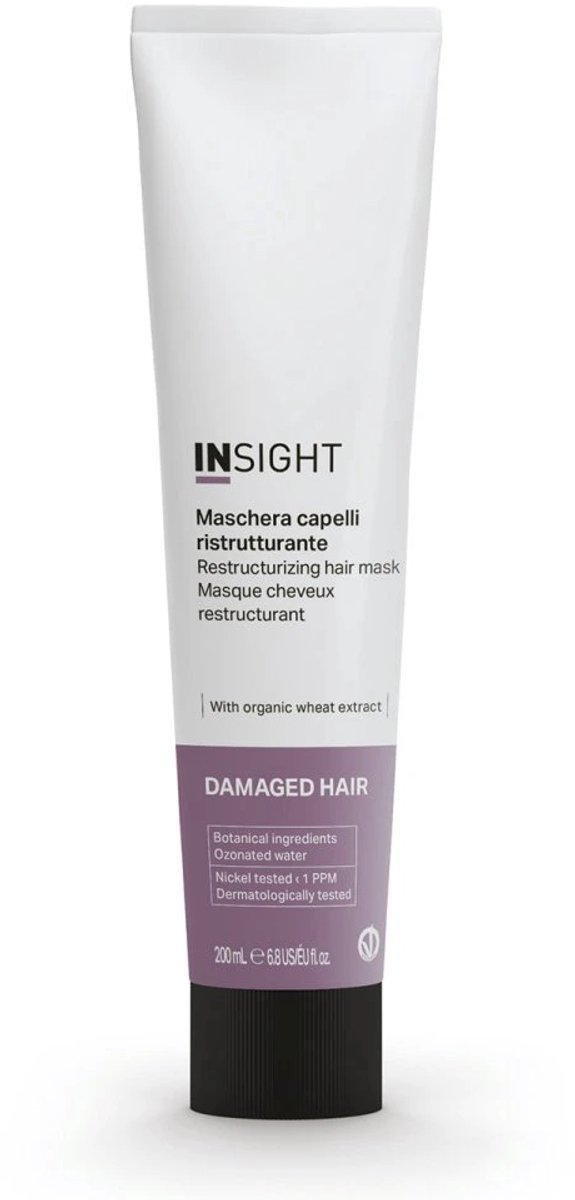 Insight Damaged Hair Restructuring Mask - Haarmasker - 200 ml - Herstelt Beschadigd Haar - Diep Voedend En Versterkend - Zonder Parabenen En Siliconen