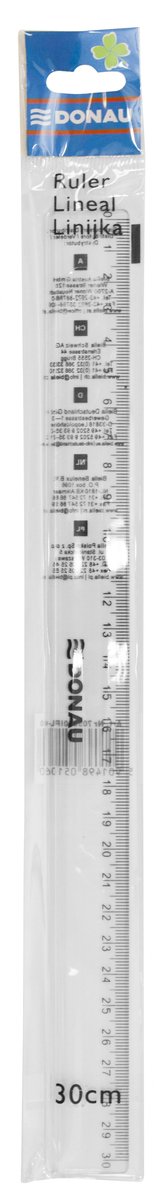Plastic liniaal, 30cm, verpakt per stuk