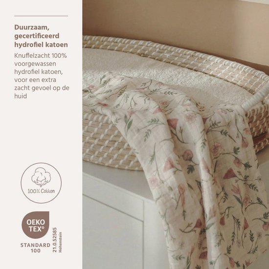 Meyco Baby Flower Pre-washed Hydrofiele Doeken - 2-pack - Pre-washed Hydrofiel - Multicolour - 70x70cm van Merkloos — afbeelding 4