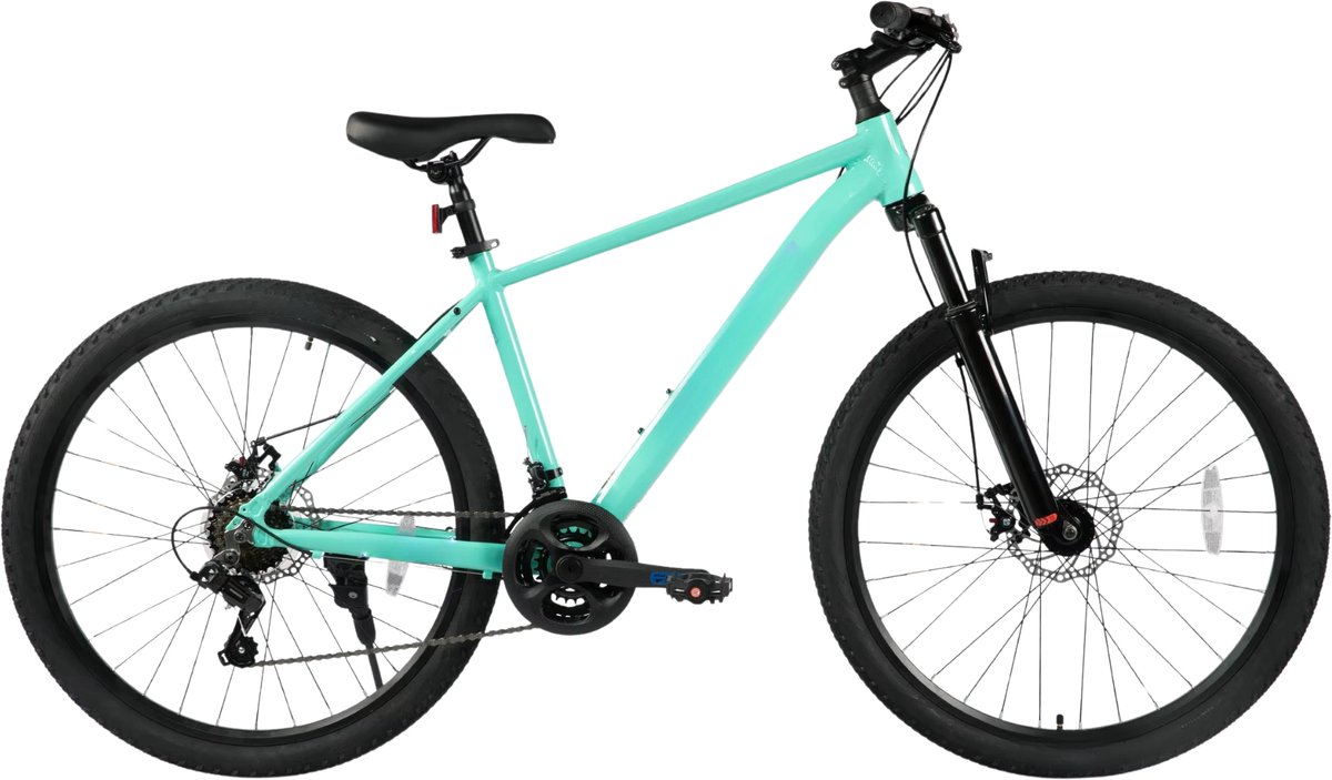 Mountainbike – Voor heren en dames – 21 versnellingen / mechanische schijfremmen / voorverende vork – Groen / 66 cm