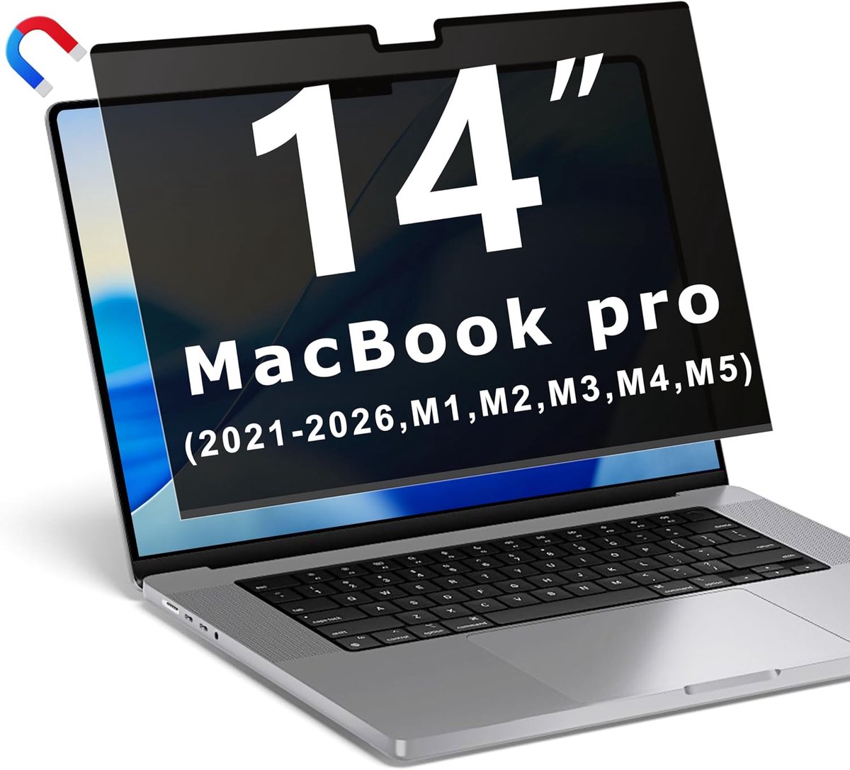 privacyscherm voor Macbook Pro 14 inch (2021-2026, M1, M2, M3, M4, M5, Pro, Max), verwijderbare laptop privacyfilterschild en anti-blauw licht verblindingsbescherming