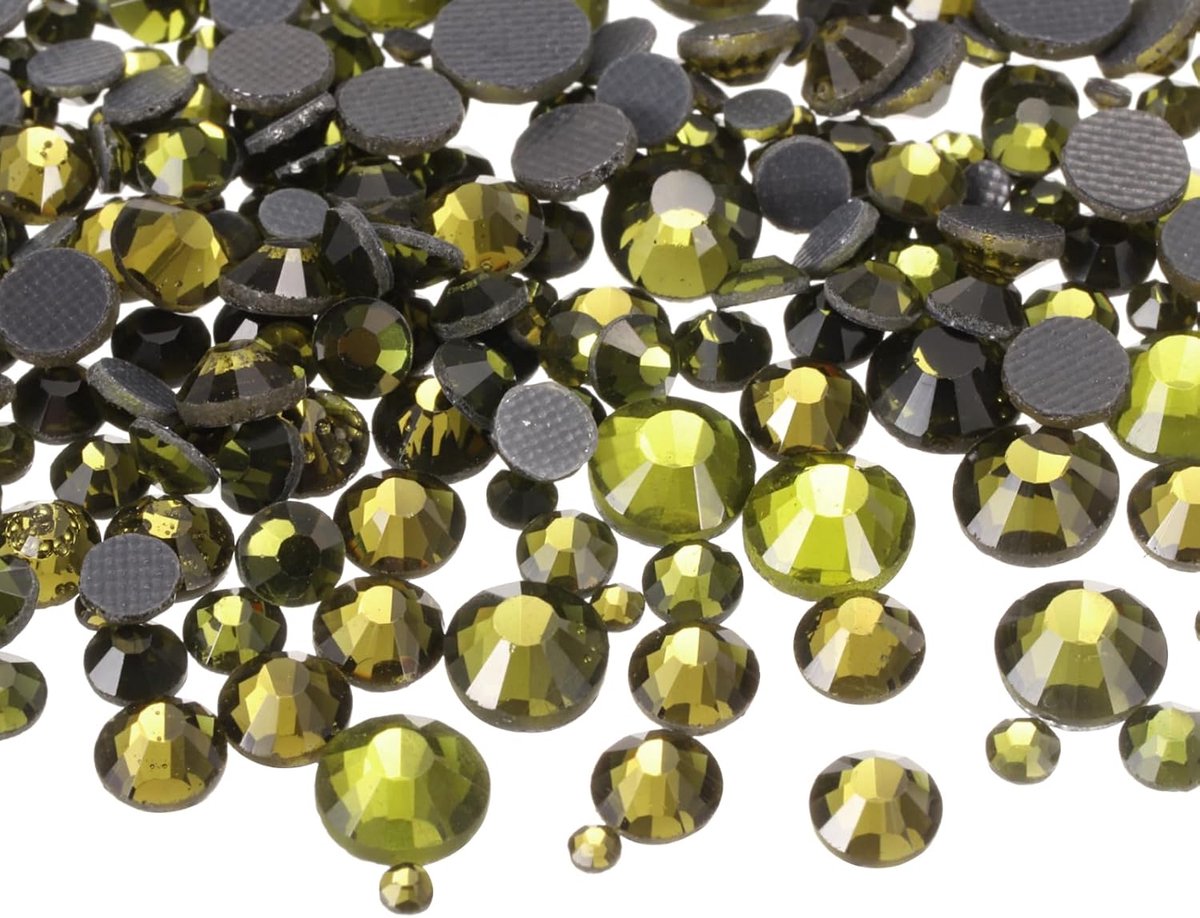 Hotfix strass-steentjes, platte kristalglazen stenen met doorzichtige opbergzak, nageldesignset voor knutselen, kleding, doe-het-zelf, decoratie, 5 maten, SS6-SS20, set, diepgroen, 400 stuks