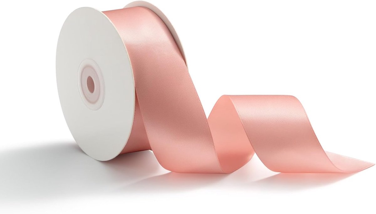 38 mm cadeaulint, striklint, satijnen lint, 23 m decoratief lint voor bruiloften, cadeauverpakking, linten voor knutselen, dofroze | Elegant satijnen cadeaulint voor bruiloft, geschenkverpakking en decoratie, glanzend lint met zachte stofstructuur