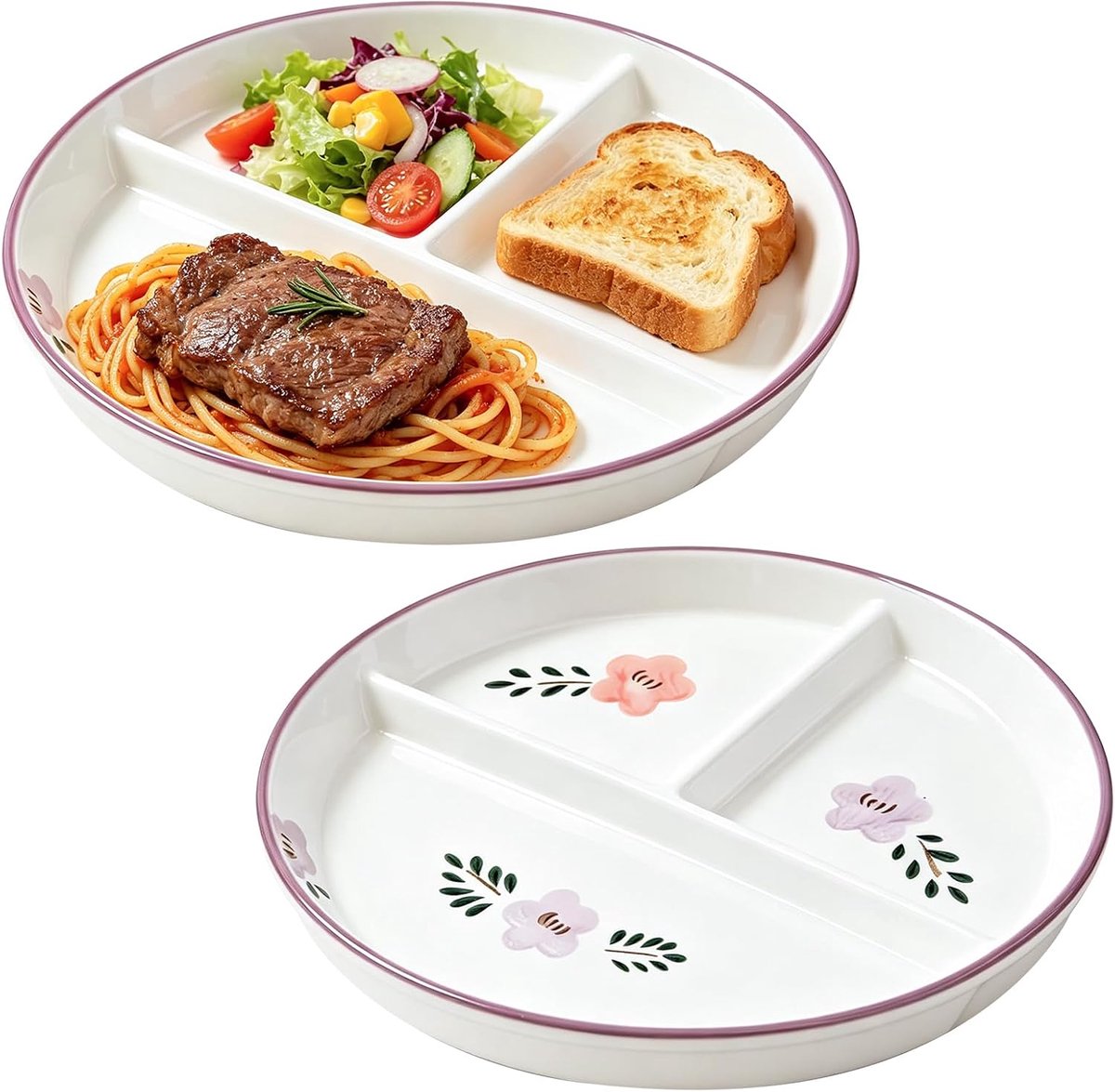 Verdeelde Borden,2 Stuks Van 20CM Keramische Snackborden,Porselein Verdeelde Borden,Lunchborden Voor Volwassenen Salades,Desserts,Snacks,Feestjes,Afternoon Tea