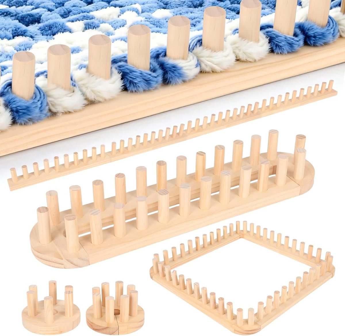 breigaren, 160 cm, verstelbaar en combineerbaar, doe-het-zelf weefgetouw kit voor dik garen, naaldloos handbreien voor beginners en knutselliefhebbers, ideaal voor het maken van Chunky