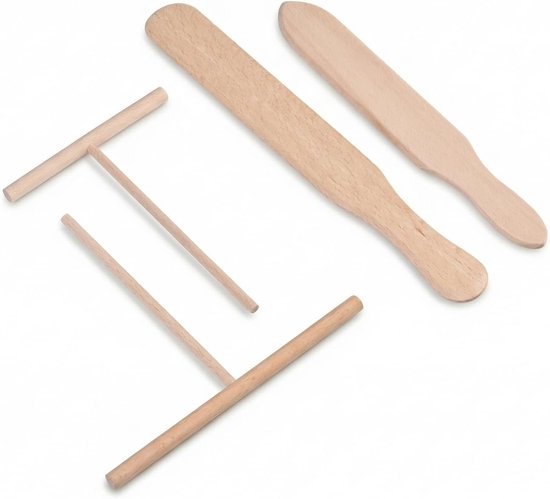 Spatels van hout, professionele pannenkoekenspatels, T-vormige pannenkoekenspatels, perfect voor pannenkoeken, geschikt voor pannen en pannenkoeken — afbeelding 5