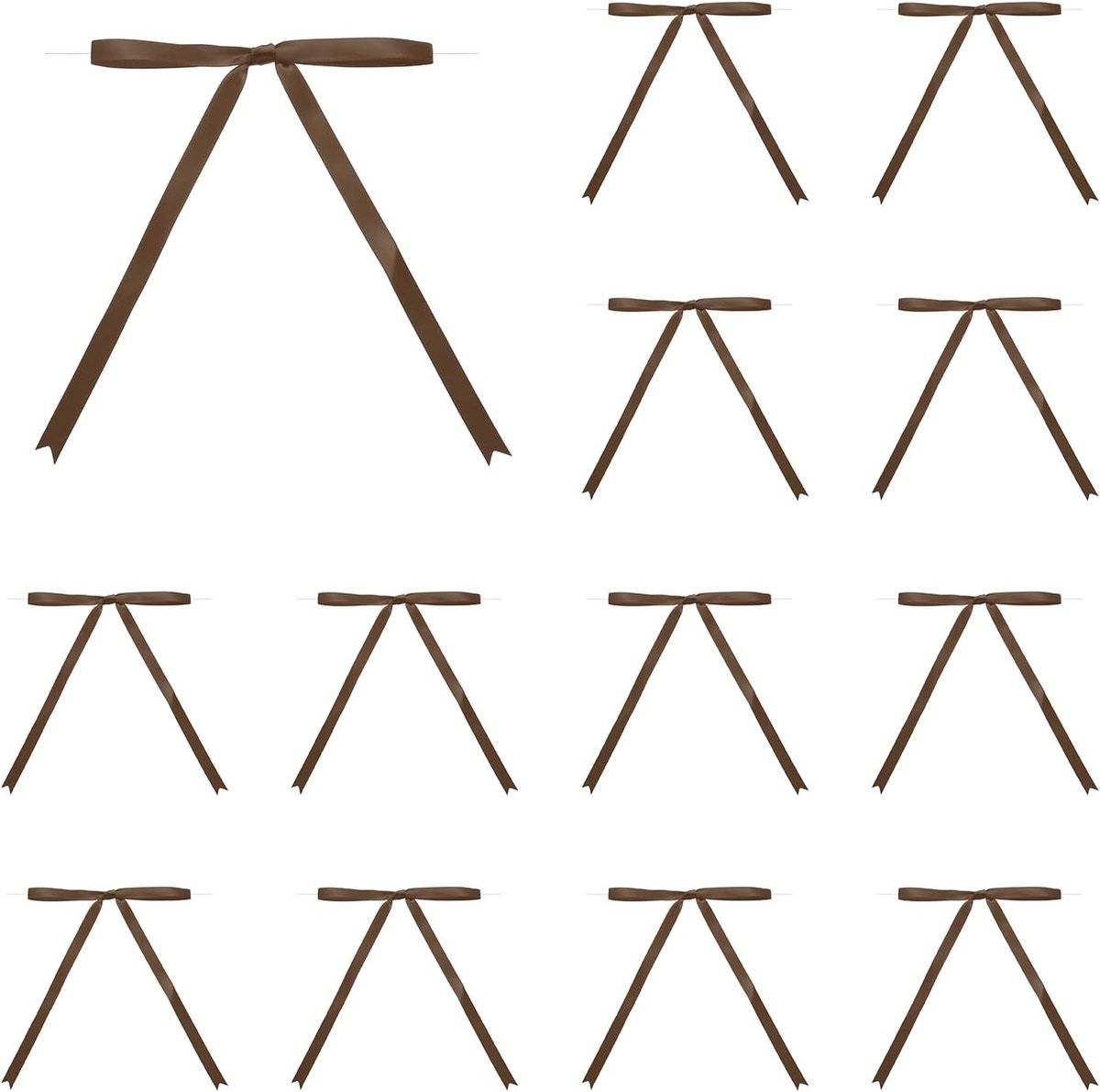 50 stuks 5 x 7 satijnen linten om te verpakken voor knutselwerk, naaien, bruiloftsdecoratie, verjaardagsfeestje, cadeautasjes, bruin