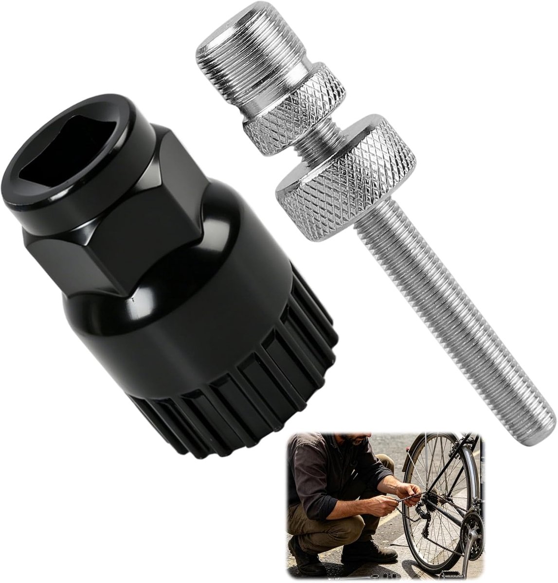 1 stuks binnenlagerverwijderaar, cranktrekker, binnenlagersleutel met 24 mm 20 tanden en anti-slip oppervlak, voor demontage van binnenlagers bij fietsen van verschillende fabrikanten