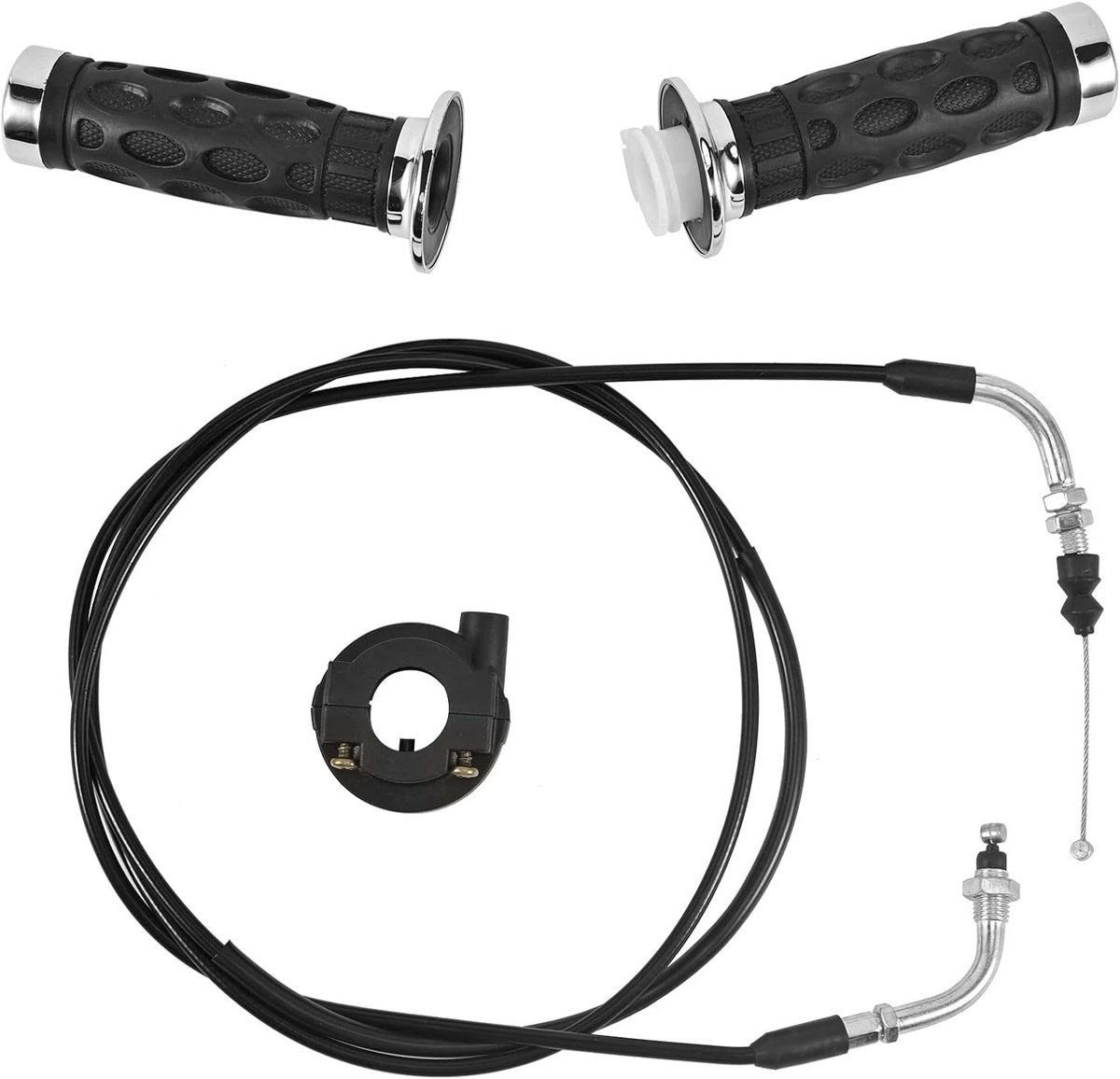 7/8 inch universele gashendels motorfiets handgrepen met kabelbehuizing houder voor GY6 50cc 80cc 125cc 150cc QMB139 157QMJ Jonway Roketa Nst Taotao Chinese scooter onderdelen